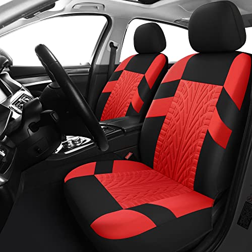 Pariitadin Car Seat Covers Front Pair, Washable and Breathable Seat Covers for Cars, Universal Fit Car Interior Covers for Most Sedan Truck SUV, Black/Red - color: 3-Black/Red, size: FRONT PAIR