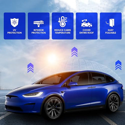 Econour Tesla Model Y Roof Sunshade, Panoramic Roof Window Insulation UV Rays Protection Sun Shade for 2020 2021 2022 2023 Tesla Model Y Accessories - size: Tesla Model Y Roof