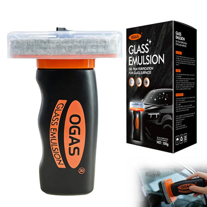 1PCS Glass Oil Film Remover for Car Windshield, Glass Emulsion Cleaner with Cleaning Board, Handle Oil Film Remover For Cars Window, Windshield Cleaner Tool for Crystal Clear Driving View