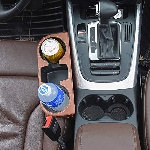 Brown Multifunctional Car Cup Holder Car Seat Organizer Gap Filler Bottle Phone Storage Organizer - color: Brown