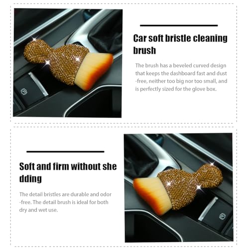 zipelo Auto Interior Dust Brush, Car Detailing Cleaning Brush with Diamond, Bling Handle Soft Bristles Dusting Tool, Scratch Free Dirt Clean Brushes for Vehicle Air Conditioner Vent (Light Brown) - color: Tea