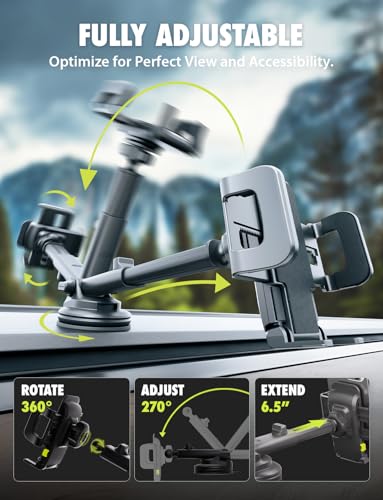 Bracketron Cell Phone Holders for Your Car - TripGrip Extend Phone Holder for Car Dashboard & Windshield, One-Hand Release, 360 Rotation, Suction Cup Car Phone Holder Mount for iPhone Android Samsung - style: Dash & Window Mount 1.0