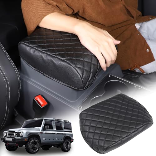 Armrest Box Cover Center Console Pad Compatible with Ineos Grenadier 2020-2024, Comfortable, Breathable, Waterproof Leather Center Console Armrest Cushion (Black) - color: Black