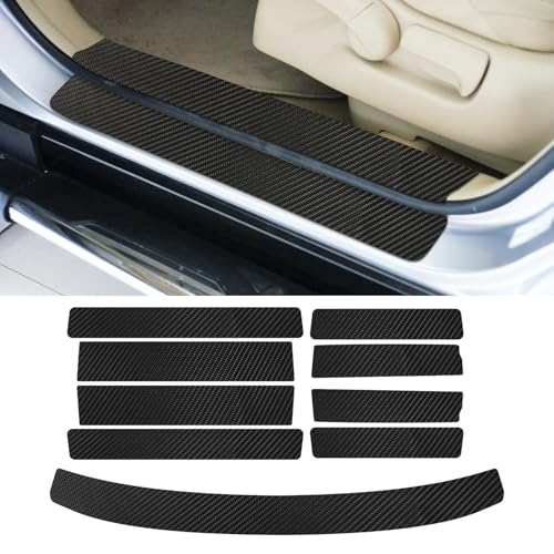 Bilisin 9PCS Car Door Sill Protector Compatible with Honda CRV 3th Gen 2007-2011,Carbon Fiber Leather Auto Trunk Door Sill Entry Guard Scratch Protector Accessories - color: CRV 3th Gen 2007-2011