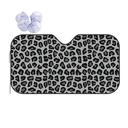 Black Leopard Print Car Windshield Sunshade Foldable Sun Visor Front Window Sun Shade Cover for Car Truck SUV 55x29.9 Inches - color: Black Leopard Print