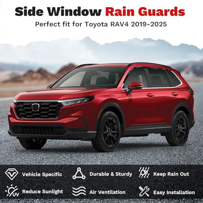 Canvcle Window Visors Rain Guards for 2019-2025 Toyota RAV4 Accessories, Outside-Mount Tape-On Side Window Wind Deflectors Vent Visors Shades Rainproof 6PCS - size: Toyota RAV4 2019-2025