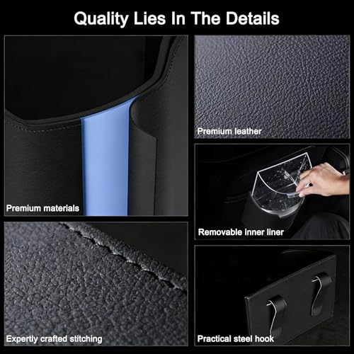 Leakproof Car Trash Can, Mini Car Trash Bin with Removable Liner, Waterproof Automotive Garbage Can for SUV, Truck, Vehicle, Home, Office, Multipurpose, Easy to Clean, White - color: White