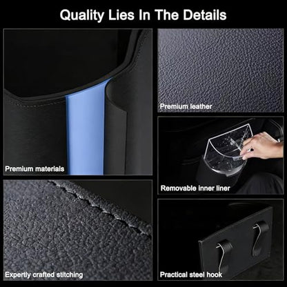 Leakproof Car Trash Can, Mini Car Trash Bin with Removable Liner, Waterproof Automotive Garbage Can for SUV, Truck, Vehicle, Home, Office, Multipurpose, Easy to Clean, White - color: White