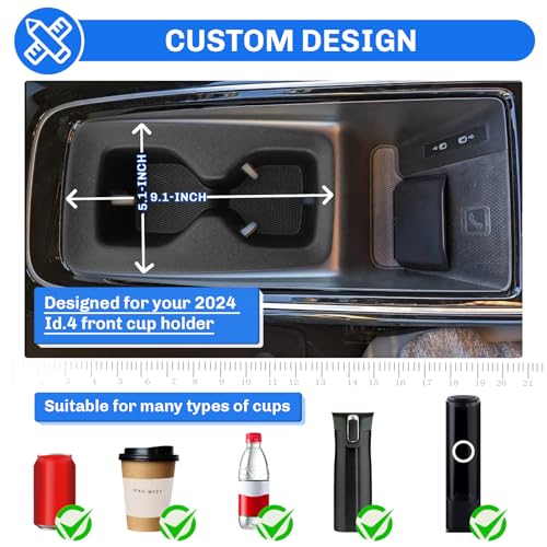 SXCY for 2023-2025 2026 Volkswagen ID.4 Accessories 2024 2025 2026 VW ID.4 Cup Holder Insert TPE Cup Holder Limiter Drink Holder Adapter Non-Slip Drink Stopper Stabilizer - color: 2023-2025 2026 VW ID.4 Cup Holder Limiter