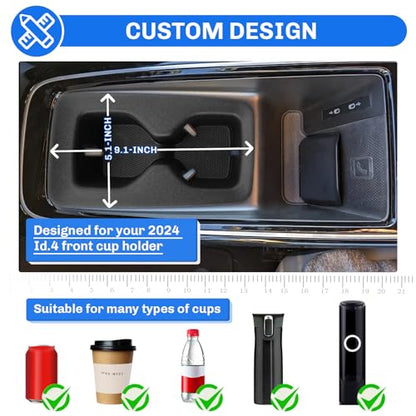 SXCY for 2023-2025 2026 Volkswagen ID.4 Accessories 2024 2025 2026 VW ID.4 Cup Holder Insert TPE Cup Holder Limiter Drink Holder Adapter Non-Slip Drink Stopper Stabilizer - color: 2023-2025 2026 VW ID.4 Cup Holder Limiter