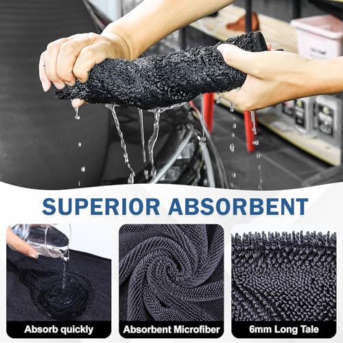 Navona 5 Pack Microfiber Car Drying Towels – Ultra Absorbent, Lint-Free Multi-Purpose Cloths for Car Wash, Bathroom Body Drying, Kitchen Cleaning & Sports Sweat Wiping
