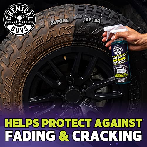 Chemical Guys Galactic Black Wet Look Tire Shine Dressing – High Gloss Tire Spray for Trim & Rubber – Restores Deep Black Shine and Protection for Cars, Trucks, Motorcycles and RVs, 16 oz - size: 16 Fl Oz