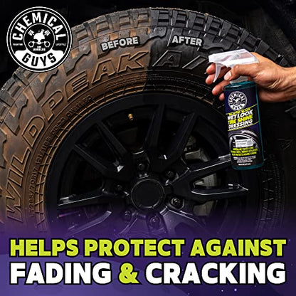 Chemical Guys Galactic Black Wet Look Tire Shine Dressing – High Gloss Tire Spray for Trim & Rubber – Restores Deep Black Shine and Protection for Cars, Trucks, Motorcycles and RVs, 16 oz - size: 16 Fl Oz