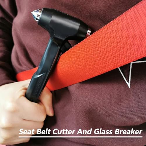 Car Window Breaker, Glass Breaker and Seatbelt Cutter, Emergency Car Glass Safety Hammer, Window Punch Seatbelt Cutter for Family Rescue & Auto Escape Tools(Black) - color: Black