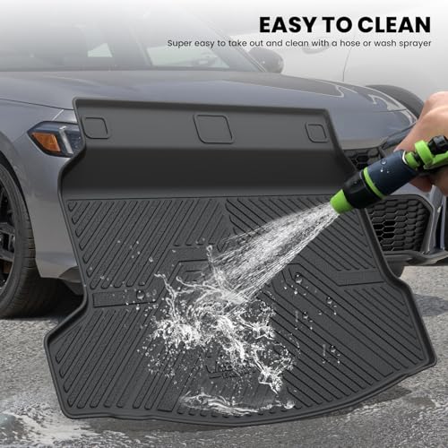 LASFIT Trunk Mat for Honda Civic Hatchback 2022-2026 & Civic Hatchback Hybrid 2025-2026, All Weather TPE Custom Fit Trunk Liner Cargo Mat Cargo Liner with Subwoofer, Black - style: 1）For Honda Civic Hatchback | 2022-2026 | Trunk Mat