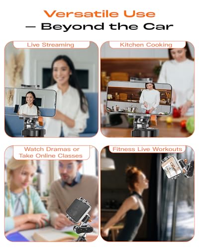 chubbycable ChubbyGrip Car Phone Holder 360° Adjustable Cell Phone Car Mount Ultra-Durable Metal Car Phone Mount for Windshield, Suction Cup Phone Mount for iPhone Samsung All Smartphone, Clamp - color: ChubbyGrip Pro (Clamp)-Orange