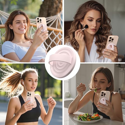 Magnetic Phone Grip Ring Holder, Liquid Silicone Magnet Cell Phone Grip Finger Loop, Compatible with Magsafe, Back of Phone for iPhone 17/16/15/14/13/12 Series, Lovely Pink - color: Lovely Pink