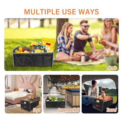 Car Trunk Organizer, Trunk Storage Box with Handle For Dodge Charger Challenger Durango, Collapsible 2 Compartment Automotive Storage Box, Waterproof Oxford Polyester Travel Accessories (B)
