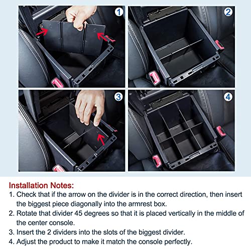 JDMCAR 2PCS Center Console Insert Set Compatible with Toyota Tacoma 2023 2022-2016, Console Armrest Box Insert Tray and Center Console Organizer Divider for Tacoma Accessories