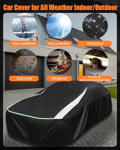 Full Enclosed Car Covers Waterproof All Weather Universal Fit Impala/El Camino/Bel Air/Biscayne,7 Series,Benz S,A8/S8,LS,CT6,Continental,Charger Daytona,Fit Sedan/Coupe Length 200''-212'' - size: 1.For Large Sedan/Coupe Length 200-212 in