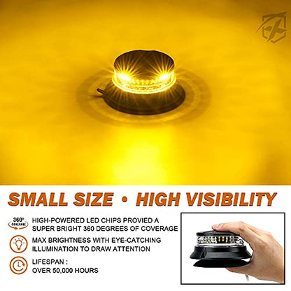Xprite LED Rotating Beacon Light, 4.5Inch Super Bright Forklift Strobe Lights w/Magnetic Base for 12-24V Construction Truck Patrol Car Tractor Golf Carts-Amber - color: Amber