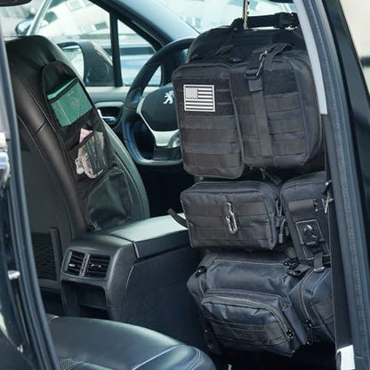 Tactical Car Seat Back Organizer,Tactical Molle Seat Back Organizer with 6 Detachable Molle Pouch,Universal Fits for Car Truck Jeep Vehicle Black - color: Black