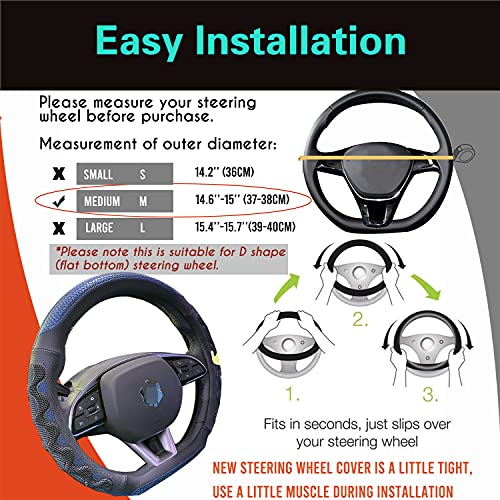 PINCTROT D Shaped 14.5-15 Inch Steering Wheel Cover Great Grip with 3D Honeycomb Anti-Slip Design, Flat Bottom 14.5-15 Inch (Blue) - color: 9.D-shaped,Blue, size: Medium(Standard) Size[14 1/2''-15'']