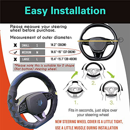 PINCTROT D Shaped 14.5-15 Inch Steering Wheel Cover Great Grip with 3D Honeycomb Anti-Slip Design, Flat Bottom 14.5-15 Inch (Blue) - color: 9.D-shaped,Blue, size: Medium(Standard) Size[14 1/2''-15'']