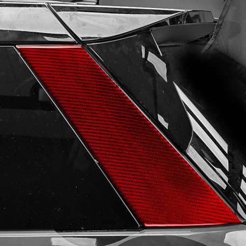 Real Red Carbon Fiber Car Rear Row Window Side Panel Anti-Scratch Soft Sticker Auto Exterior Trim Compatible with Ford Explorer(U625) XLT/Limited/ST/Platinum/Platinum Hybrid 2020 2021 2022 2023 - color: D-pillar