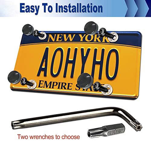 AOOTF Black Anti Theft License Plate Screws - Stainless Steel Mounting Hardware Kit for Front/Rear, M6 Security Screws, Caps, Plug-in Fasteners, Rattle Proof Pads - color: Self Tapping Screws-Black