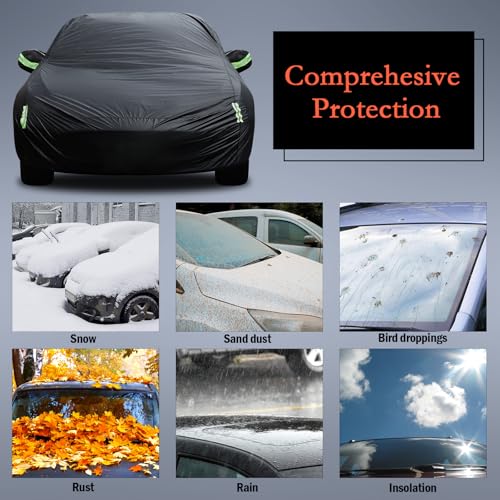 Car Cover Custom Fit for Dodge Challenger 2008-2025, Waterproof All Weather for Automobiles Full Exterior Cover Rain Sun Snow Protector with Door Zipper - size: Custom Fit for Dodge Challenger