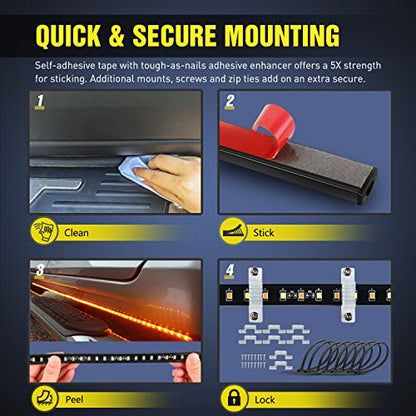 Nilight 48inch Truck LED Running Board Lights 2 PCS Side Maker Light with White Courtesy & Sequential Amber Turn Signal Lighting Strips Kit for Trucks Pickup SUV - color: 48" Running Board Lights White/Amber