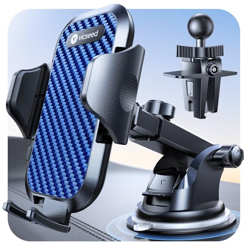 VICSEED Dark Blue Phone Holders for Your Car [Upgraded True Military-Grade Strongest Suction] Cell Phone Mount for Car Dashboard Windshield Vent Truck Boat Stand Adjustable for iPhone Android - color: Dark Blue