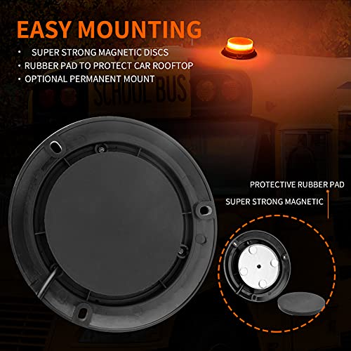 AUXMOTEC Amber Led Emergency Strobe Beacon Lights Bar with Magnetic Mount and 8 Flash Models Yellow Warning Safety Rooftop Signal Lamps Vehicles Forklift Truck Tractor Golf Car Carts (24-LED 12V-24V) - color: #1 Amber