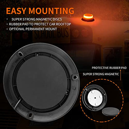 AUXMOTEC Amber Led Emergency Strobe Beacon Lights Bar with Magnetic Mount and 8 Flash Models Yellow Warning Safety Rooftop Signal Lamps Vehicles Forklift Truck Tractor Golf Car Carts (24-LED 12V-24V) - color: #1 Amber