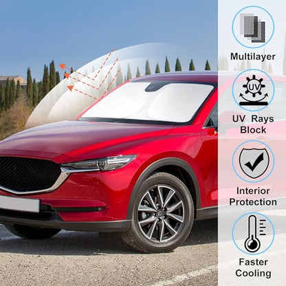 Windshield Sun Shade Custom Fit for 2017-2024 2025 2026 Mazda CX5 CX-5 Accessories Front Window Sunshade Shield Blocker Keeps Car Cool - size: Fit Mazda CX5 2017-2026