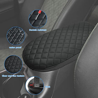 INTGET Center Console Armrest Cover for Toyota RAV4 Accessories 2025 2024 2023 2022 2021 2020 2019 Leather Middle Console Lid Pad Arm Rest Covering Car(Black with Cushion Texture) - color: black with cushion texture