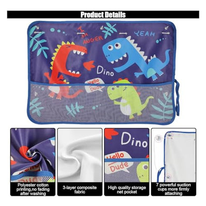Car Window Shade for Baby, Blackout Car Window Curtain with Storage Pockets & 7 Suction Cups, Cartoon Pattern Cars Side Window Sun Shade Cover for Sun/Heat/UV Rays Protection (Blue-Dinosaurs) - color: Blue-Dinosaurs