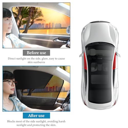 2PCS Car Window Shades, Magnetic Curtains Auto Front Seat Side Window Covers with Half Shade, Double Layer Mesh Sun Block UV Protection Covers for Driver Passenger (Vertical) - color: Vertical