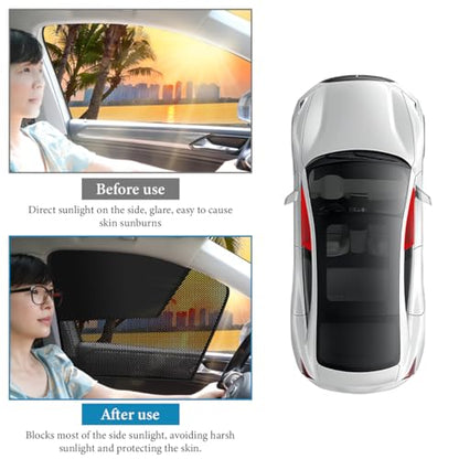 2PCS Car Window Shades, Magnetic Curtains Auto Front Seat Side Window Covers with Half Shade, Double Layer Mesh Sun Block UV Protection Covers for Driver Passenger (Horizontal) - color: Horizontal