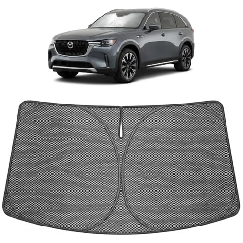 Proadsy Windshield Sun Shade Custom Fit Mazda CX-90 CX90 PHEV 2024-2026 Ice Crystal Black Front Window Sunshade UV and Heat Blocker Foldable Visor Keeps Car Cooler for Summer Parking and Daily Use - size: 2024-2026 Mazda CX-90