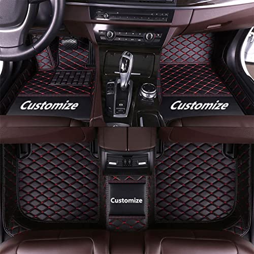 Custom Making Car Floor Mats for 90% Car Model Luxury Leather All Weather Waterproof Anti-Skid Full Coverage Liners (Black red) - color: black red