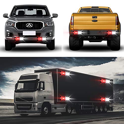 12-24V 20-LED Super Bright Emergency Strobe Warning Caution Hazard Construction Waterproof Flashing Strobe LED Light Bar Surface Mount for Car Truck SUV Van (Red White) - color: Red&White