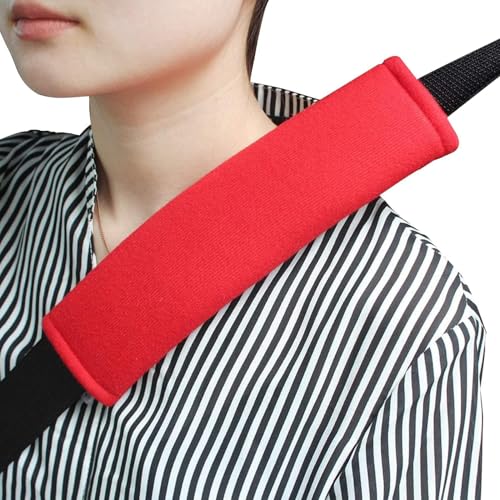 GAMPRO 2-Pack Universal Car Seat Belt Shoulder Pad Cover - Soft &Breathable Strap Cover for Adults and Kids (2Red) - color: Red