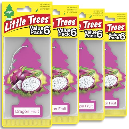 LITTLE TREES Car Air Freshener | Hanging Tree Provides Long Lasting Scent for Auto and Home | 24 Air Fresheners |Dragon Fruit - color: Dragon Fruit