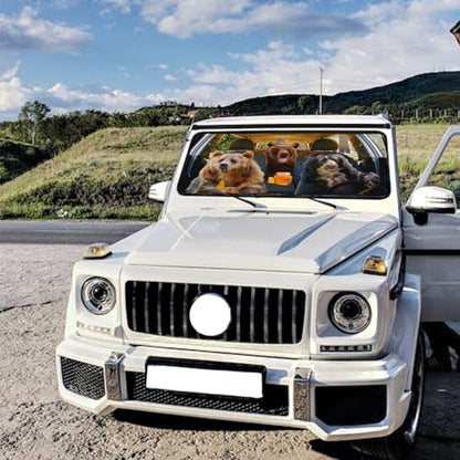 Funny Bear Car Windshield Sun Shade Umbrella Foldable Car Foldable Umbrella Sunshade for Front Window Block UV Rays Car Accessories Auto Windshield Sun Shades Cover - color: Funny Bear