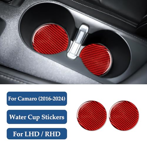 Car Water Cup Holder Sticker Carbon Fiber Decal Interior Trim Cover for Chevrolet Camaro ZL1 2016 2017 2018 2019 2020 2021 2022 2023 - color: Cup Holder
