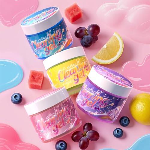 ASFSKY Car Cleaning Gel (Fruit aroma) Cleaning Putty Universal Dust Cleaning Car Interior Cleaner Keyboard Dust Remover Car Slime Gifts for Men Women girl（4 pack） - color: Multi-fruit