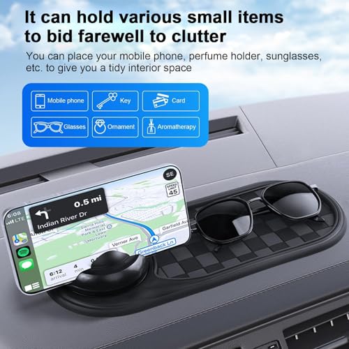 Multifunction Car Anti-Slip Mat Auto Universal Phone Holder, Rotatable Anti Skid Car Dashboard Pad with Temporary Parking Numbe and Large Pad for Phones Sunglasses Keys Gadgets(Style-6) (Brown-Black) - color: Brown-Black