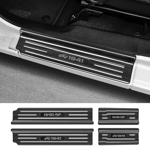 4PCS Door Sill Protector for Jeep Wrangler JL JLU 2018-2025 2026 & Gladiator JT 2020-2025 2026 Accessories Stainless Steel Front and Rear Door Car Pedal Kick Protection (Black Brushed) - size: 4PCS 4-Door (Black Brushed)